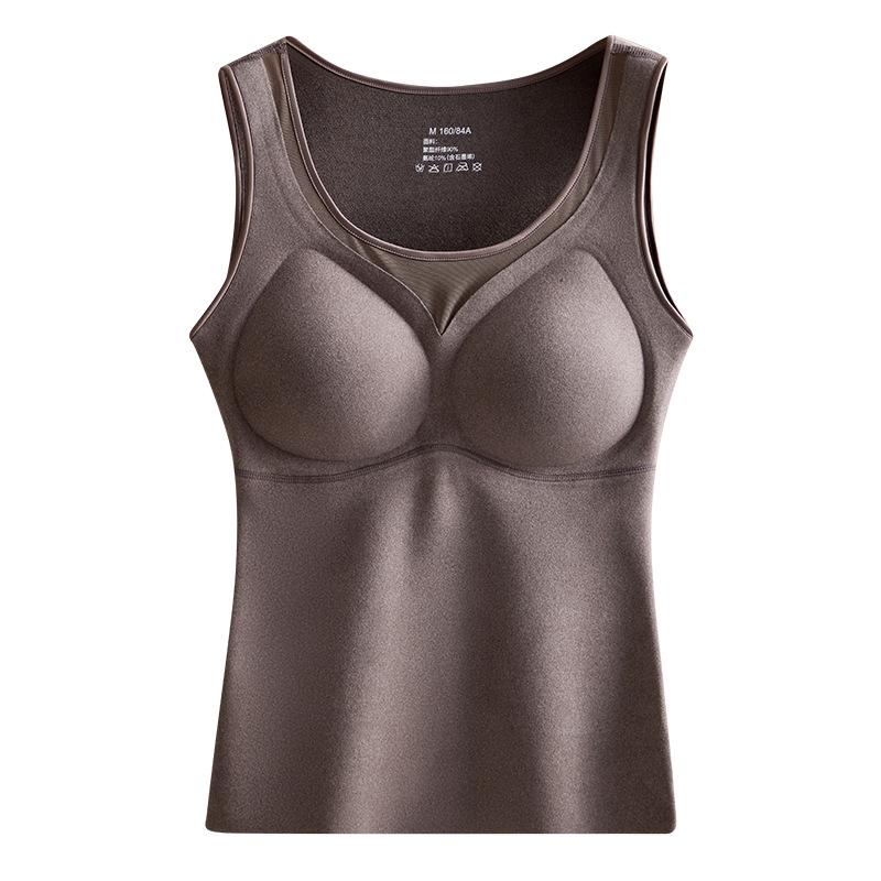 タンクトップ レディース 暖かインナー Vネック 裏起毛 防寒 肌着 トップス スミクロ ポリエステル