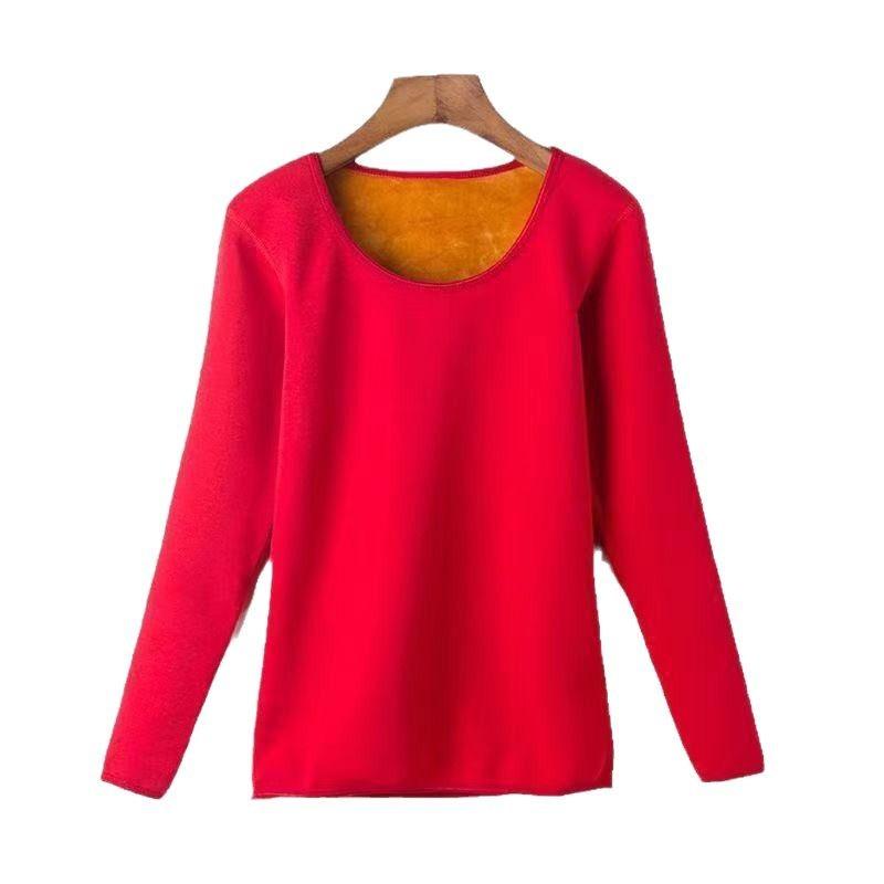 Tシャツ レディース 秋冬 裏起毛 あったか 長袖 インナー 無地 カットソー ラウンドネック S M L XL XX..