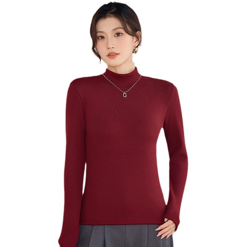 Tシャツ 男女兼用 裏起毛 あったかインナー 秋冬 保温 トップス 女性用 黒 アンゴラ赤 オフホワイト チ..