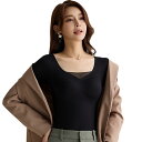 トップス レディース 秋冬 肌着 Vネック ブラパッド付き 保温インナー 伸縮性 無縫製 部屋着 ブラック ベージュ系(x2)