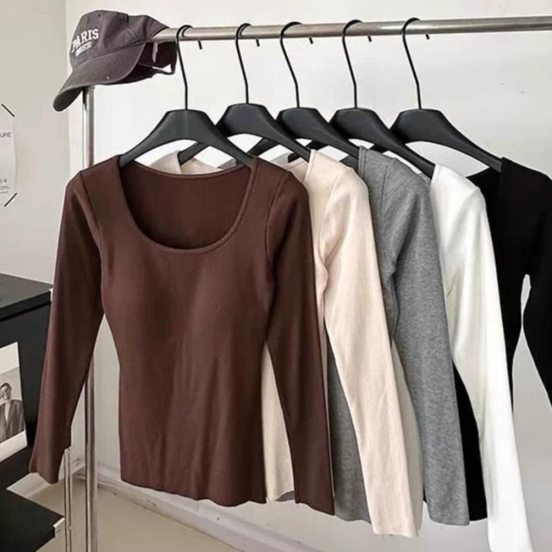 Tシャツ レディース 長袖 秋冬 裏起毛 防寒 インナーウェア カップ付き トップス カットソー 綿混紡 無..