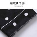 パジャマ レディース 長袖 長ズボン Vネック 前開き 水玉 ドット柄 セットアップ 春秋 薄手 部屋着 ルームウェア 再生繊維 ポリエステル 黒 ブラック ピ...