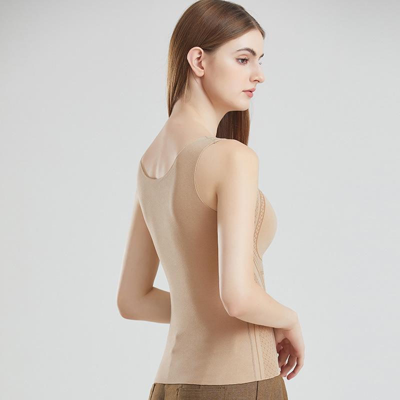 トップス レディース 秋冬 胸パッド付き あったかインナー 肌着 Vネック ノースリーブ 部屋着 普段使い..