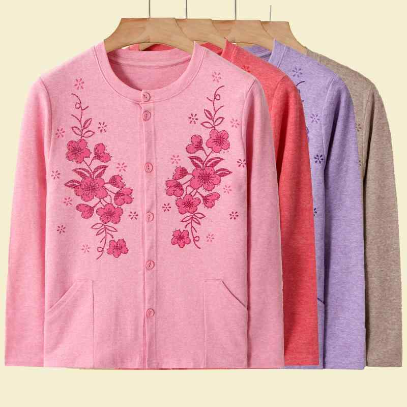 カーディガン レディース 大きいサイズ 春秋 シニア ニット 綿混紡 あったかインナー トップス ラウン..