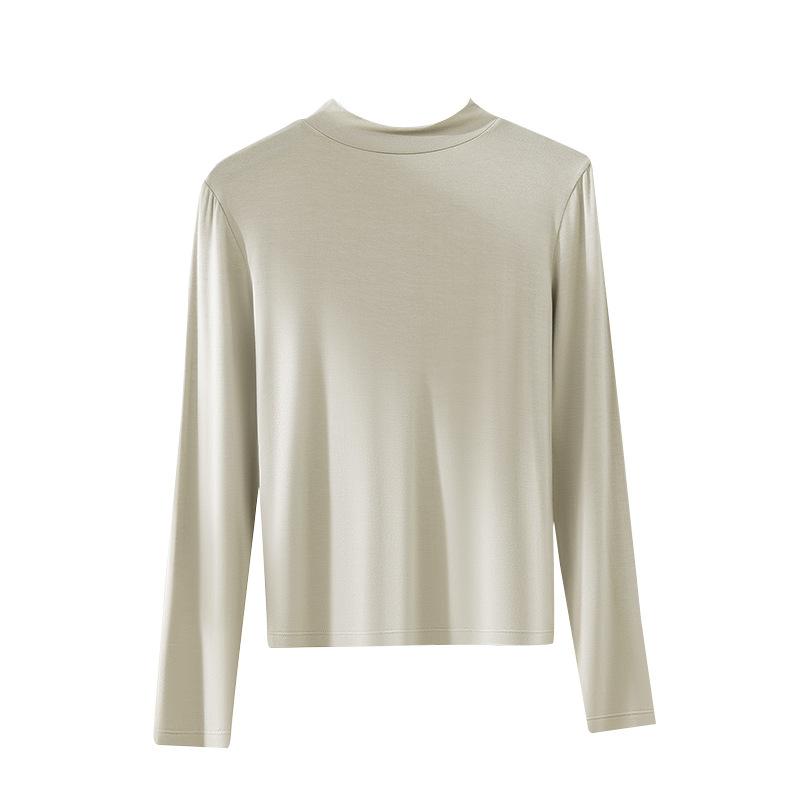 カットソー レディース 大きいサイズ 長袖 薄手 インナー あったかインナー 保温 肌着 トップス 秋冬 無地 粘纖 接触冷感 ストレッチ 高齢者 婦人(x10...