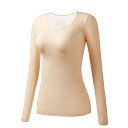肌着 レディース 秋冬 保温 美肌 インナー 長袖 Tシャツ レギンス 上下 セット 無地 薄手 ナイロン ストレッチ 伸縮性 ラウンドネック 部屋着 普段使い 肌色 黒