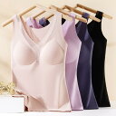 タンクトップ レディース 女性用 レース あったかインナー 冬 Vネック カップ付き 補正インナー 高弾性 スリムフィット 快適 無地 ピンク系(x2)