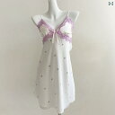 キャミソールスリップ レディース 春夏 接触冷感 ルームウェア 寝巻き 部屋着 パジャマ Vネック 花柄 ポリエステル 薄手 M L XL 紫花 米緑 藍花 黒...
