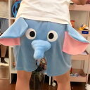 パジャマ メンズ レディース ショートパンツ カップル エレファント アニマル柄 かわいい おもしろ ルームウェア 部屋着 春夏 ブルー ピンク
