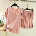 ルームウェア レディース 薄手 半袖 短パン 上下セット モダール パジャマ 寝巻き リラックス ウェア 部屋着 紫 黒 カーキ イエロー ピンク系 グリーン