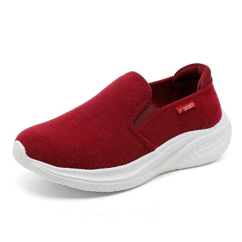 靴 レディース 婦人靴 老人 介護シューズ スリッポン 柔らかい 滑り止め 転倒防止 衝撃吸収 履きやすい 歩きやすい コンフォート 春秋 黒 赤 紫