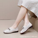 靴/ブーティ レディース 母の日 ギフト シニア コンフォート サンダル ミセス 婦人靴 レザー 花柄 柔らかい 牛革 スリッポン ローヒール ぺたんこ 履きや...