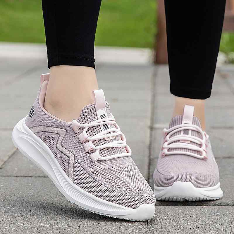 スニーカー レディース 介護シューズ 高齢者 婦人靴 メッシュ 通気性 蒸れにくい 柔らかい 軽量 紐靴 ローカット ウォーキングシューズ ランニングシューズ 運動靴 グレー ピンク パープル ブラック 春夏