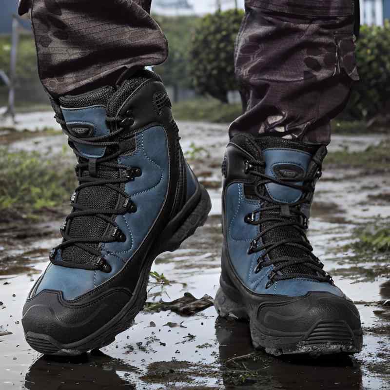 ブーツ メンズ 男性用 工装ブーツ アウトドア 徒步 多地形対応 ミリタリースタイル 滑り止め 厚底 ロー..