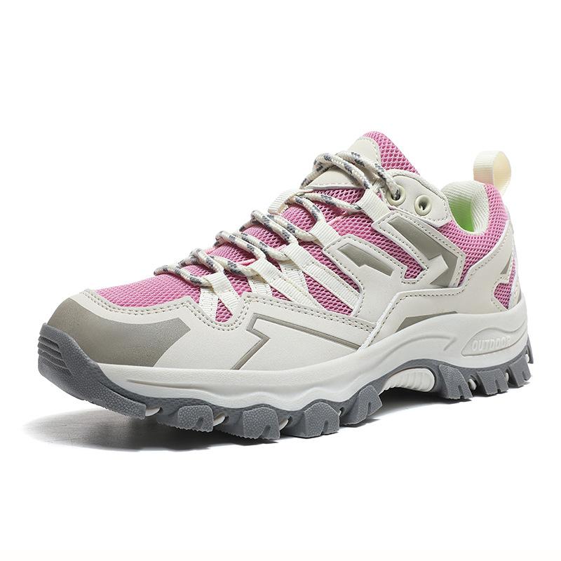 トレッキングシューズ 大 メンズ レディース 登山靴 スニーカー アウトドア 春夏 通気性 深棕色 グレー ピンク系 パープル