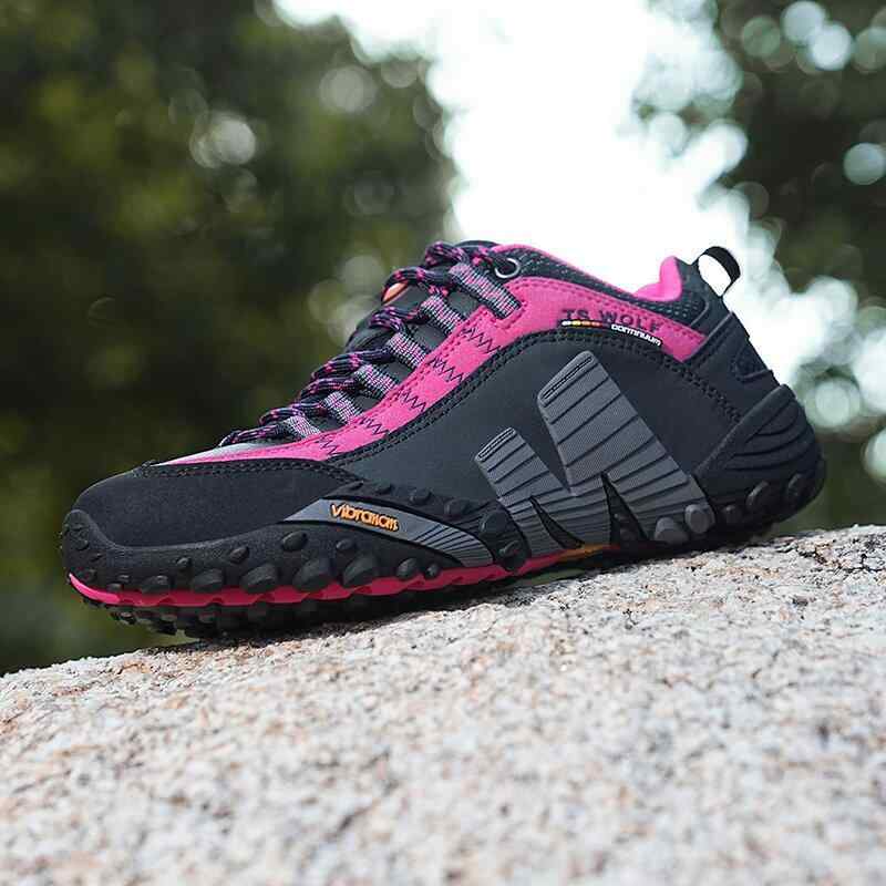 靴 メンズ レディース 登山靴 防水 滑り止め トレッキングシューズ アウトドア 運動靴 ローカット スニーカー ゴム 牛革 春夏 秋冬 黒 カーキ ネイビー ブルー レッド