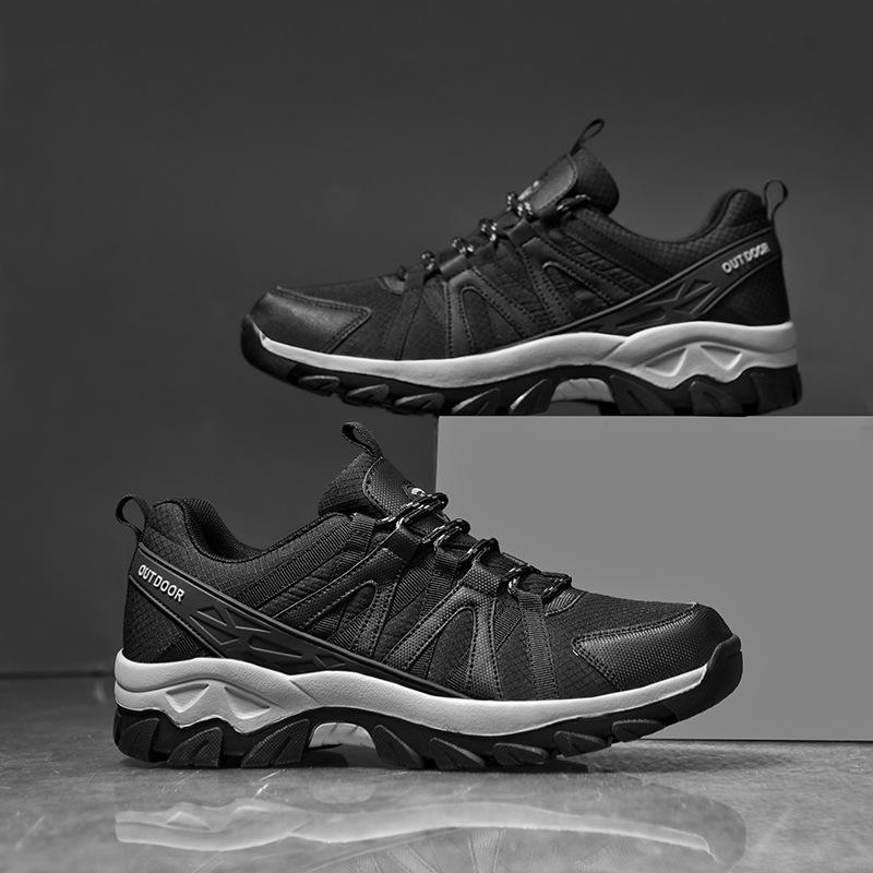 徒步シューズ メンズ ローカット スニーカー アウトドア スポーツ 登山靴 ウォーキングシューズ 通気性 滑り止め 衝撃吸収 黒 グレー 大きいサイズ 春夏秋冬