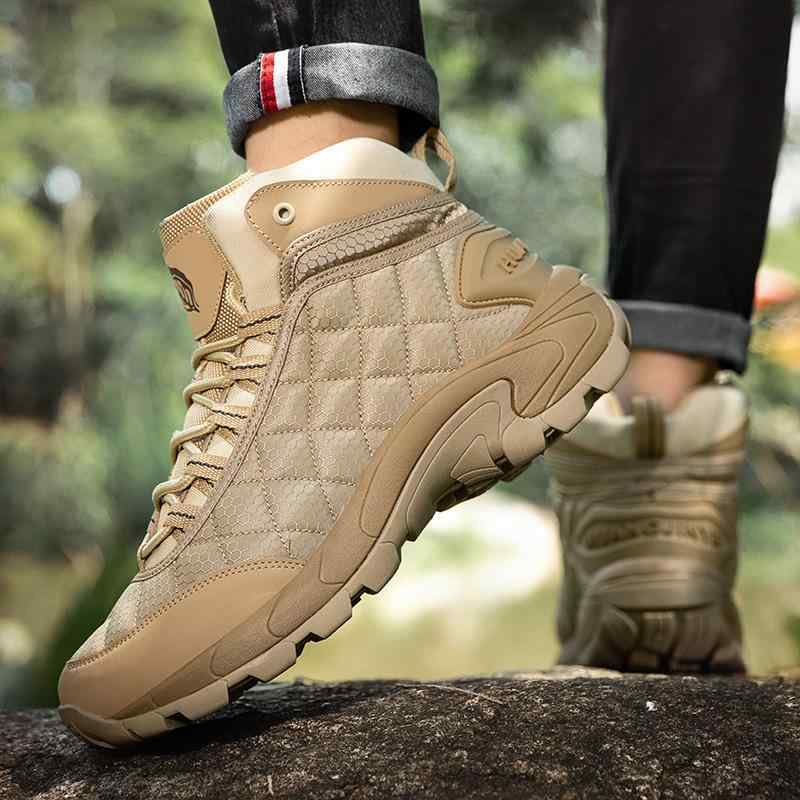 トレッキングシューズ メンズ 男性用 アウトドアシューズ デザートブーツ 登山靴 耐摩耗性 通気性 メッシュ 春夏 秋冬 サンドカラー ブラック 黒 ブルー