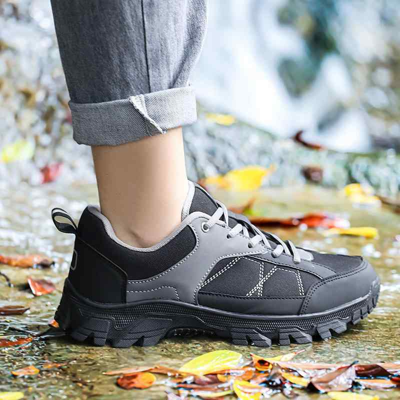 登山靴 メンズ 男性用 大きいサイズ 通気性 滑り止め アウトドア 骑行 シューズ 旅游 キャンプ トレッキング ローカット スニーカー 4E 幅広 甲高 黒 ブラック 青 ブルー