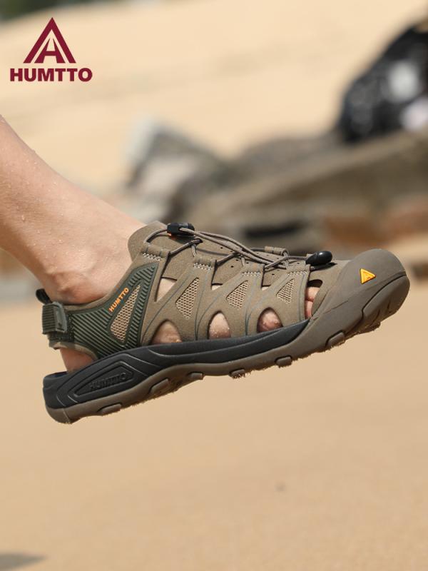 トレッキングシューズ メンズ 男性用 アウトドア サンダル ビーチサンダル 衝撃吸収 滑り止め 通気性 速乾性 耐摩耗性 カーキ オリーブグリーン グレー