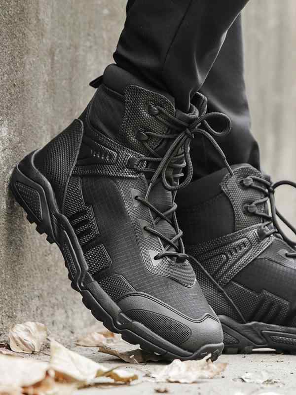 トレッキングシューズ 男性用 黒 ローカット 軽量 耐摩耗性 レースアップ 訓練靴 春秋 登山 アウトドア 普段使い
