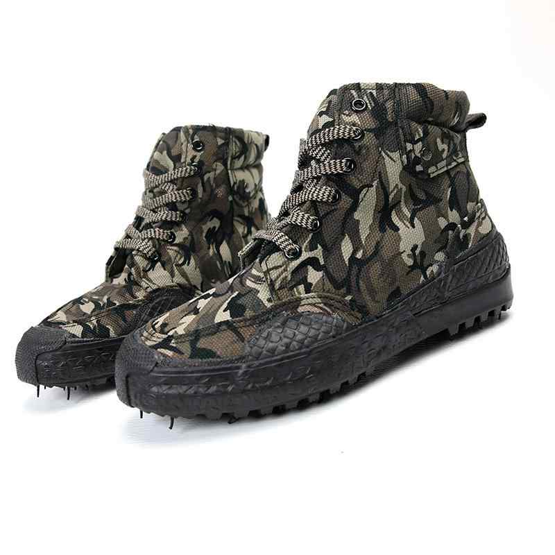 徒步シューズ 男女兼用 ハイカット キャンバス スニーカー 耐摩耗 登山靴 アウトドア カジュアル 厚底 フラットヒール 迷彩柄 春夏 秋冬