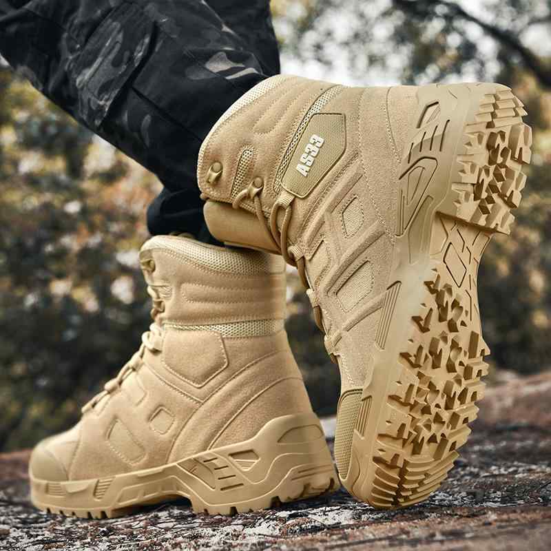 トレッキングシューズ メンズ 男性用 アウトドア 登山靴 ハイカット 防水 滑り止め 秋冬 耐摩耗性 EVA 衝撃吸収 ラウンドトゥ カジュアル 砂色 黒 カーキ