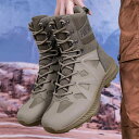 靴 メンズ 登山靴 アウトドア ワークブーツ 防水 防滑 耐摩耗 ミリタリー タクティカル 中筒 軍用 アーミーグリーン