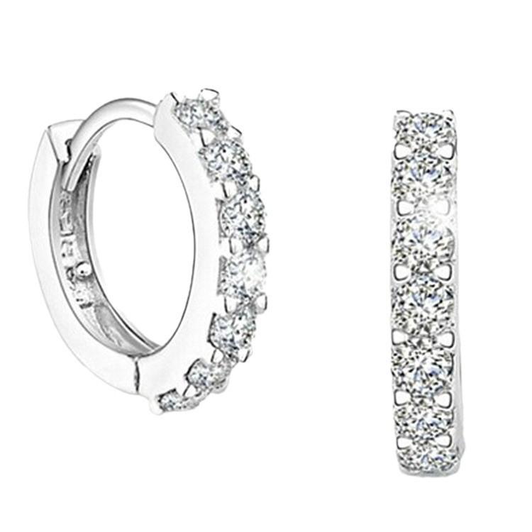 イヤリング レディース 女性用 シルバー レトロ 韓国 キラキラ 幾何学 白 金メッキ 銅製 ドリル 白