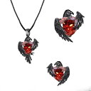 ピアス レディース メンズ ブラック 烏 カーブ 赤 ハート 暗黒 個性的 セット 紫 リング 指輪