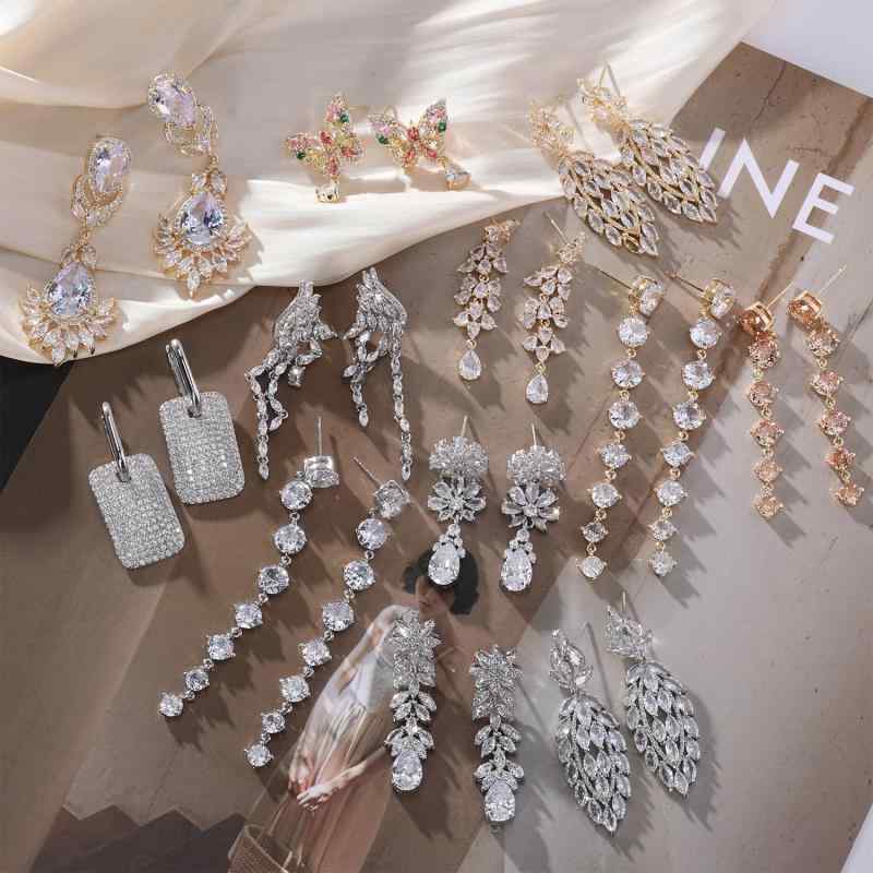 イヤリング レディース ジルコニア 花柄 リーフ ドロップ ダングル バロック調 宮廷風 アート シルバー ゴールド