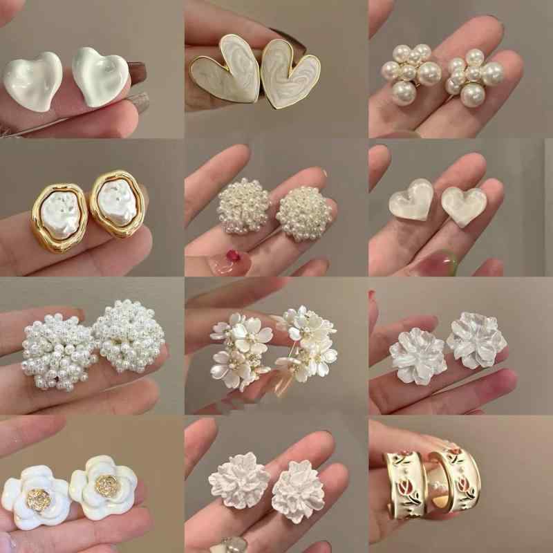 イヤリング レディース フラワー ハート パール シルバー925ポスト フレンチ レトロ アクセサリー パーティー 結婚式 かわいい 花柄 真珠