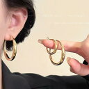 イヤリング レディース シルバー ゴールド 大ぶり フープ 対応 電気メッキ加工 高見え 高見え アクセサリー ジュエリー(x2)