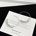 イヤリング レディース 幾何学 サークル リング フープ 高見え ダブルレイヤー ジルコニア 電気メッキ 合金 春夏