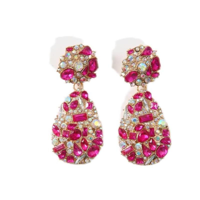 イヤリング レディース アクリル レトロ 合金 個性的 揺れる ドロップ 電気メッキ加工 幾何学 楕円 乳白 ブラック 玫红色 レッド 秋冬(x2)