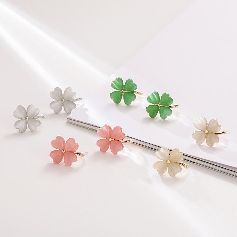 ピアス レディース 四つ葉 クローバー 925 シルバー 銀針 猫目石風 フラワー 花 モチーフ イヤリング 金属 アレルギー対応 エレガント かわいい 上品 ...