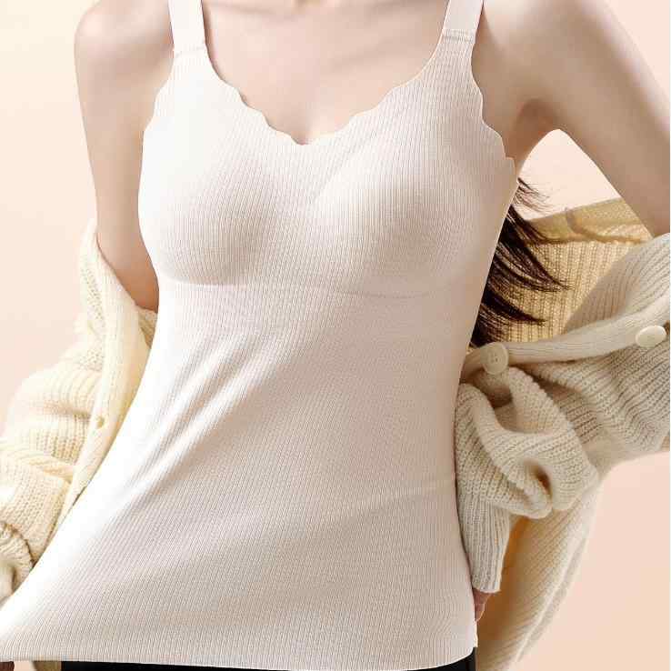 キャミソール レディース 蚕糸 タンクトップ Vネック 無縫製 保温 美背 パッド付き チューブトップ インナー トップス 伸縮性 ストレッチ 快適 秋冬(x1...