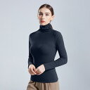 カットソー レディース プロテイン 半高ネック 長袖 厚手 あったか インナー トップス 無地 ティファニーグリーン