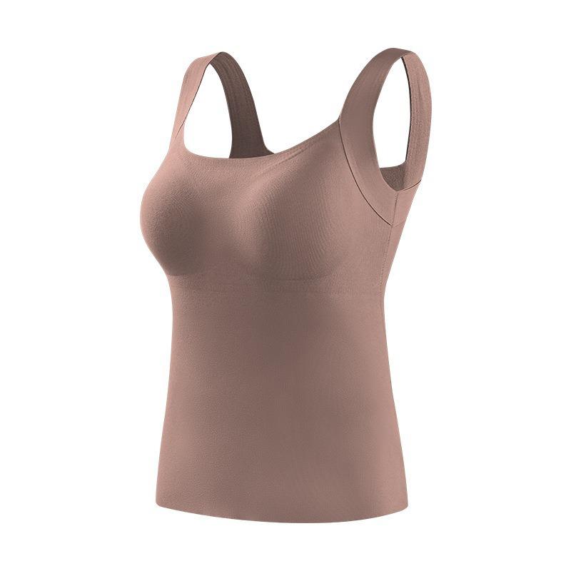 ベスト レディース 秋冬 ウール混 接触温感 ブラパッド付き タンクトップ トップス ノースリーブ 保温 インナーウェア