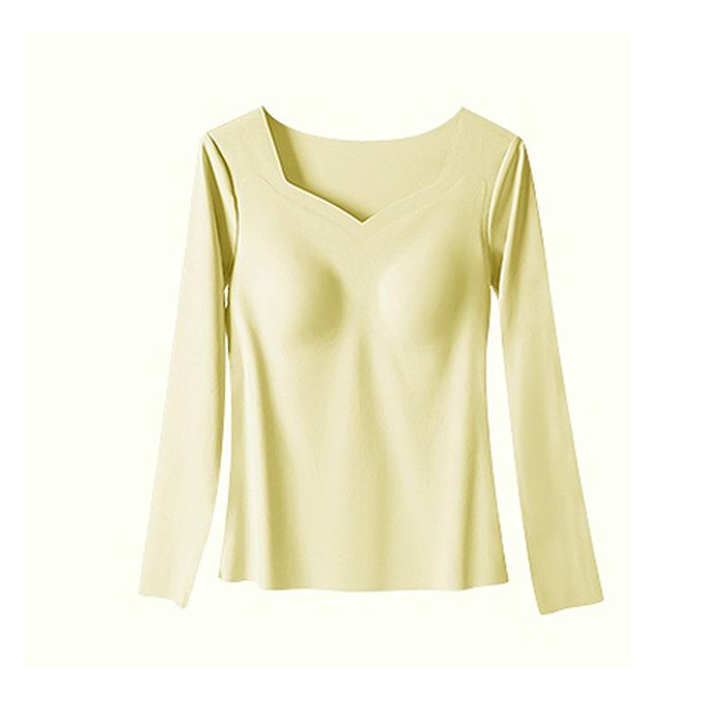 肌着 レディース 長袖 あったかインナー スクエアネック 無縫製 保温 美肌 茶カテキン配合 伸縮性 通気..