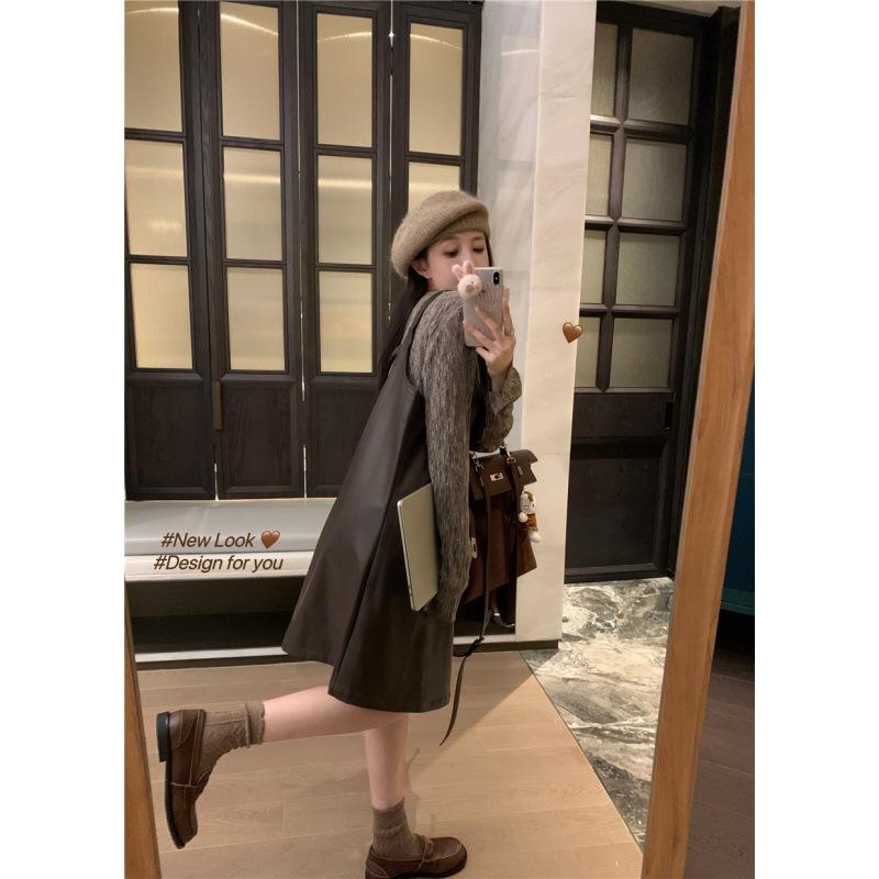 Tシャツ レディース 長袖 ショート丈 トップス ＆ スカート セット ポリエステル カジュアルスタイル 秋冬(x3)