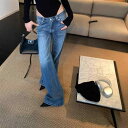 デニムパンツ レディース ローライズ ジーンズ ワイドレッグ ジーパン 美脚 着痩せ デニム ブルー 年/秋 日韓 カジュアル