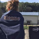 スウェット レディース 韓国 刺繍ロゴ ラウンドネック プルオーバー ゆったりシルエット レトロ 文芸風 麻白グレー 紺色