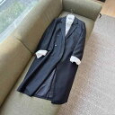 コート レディース 婦人服 ロング丈 ポリエステル 無地 翻襟 長袖 ダブルブレスト ポケット付き アウター 通勤 秋冬 エレガント スタイリッシュ グレー ブ...