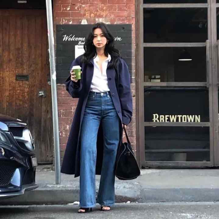 コート レディース 春秋 ミドル丈 Aライン 襟付き 長袖 カジュアル 韓国 カーキ 紺