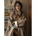 コート レディース 秋冬 レトロ コットンリネン ロング丈 POLO襟 長袖 ゆったり 婦人服 ミドル丈 カジュアル 日韓スタイル ブラウン