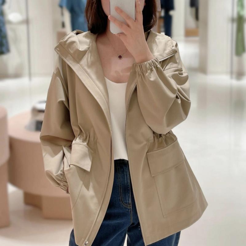 風衣 レディース 春 アウター レトロ イングリッシュスタイル スタンドカラー ドローストリング ショー..