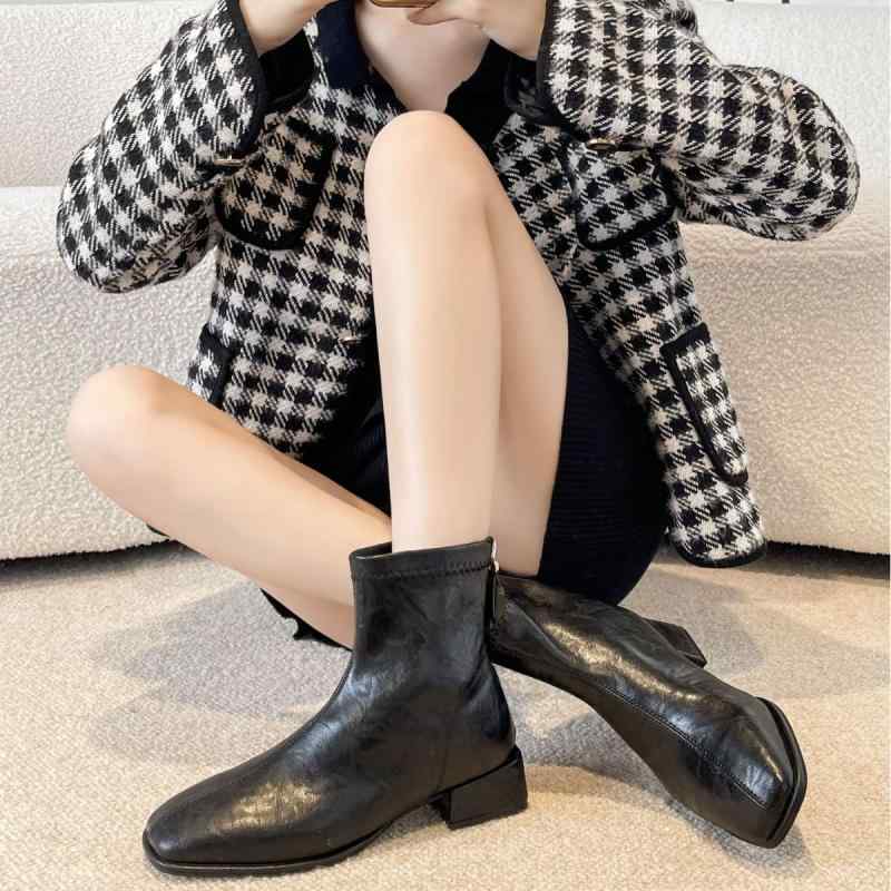 ブーツ レディース 大きいサイズ ローヒール マルティンブーツ ショートブーツ 太ヒール スクエアトゥ チャンキーヒール 履きやすい 歩..