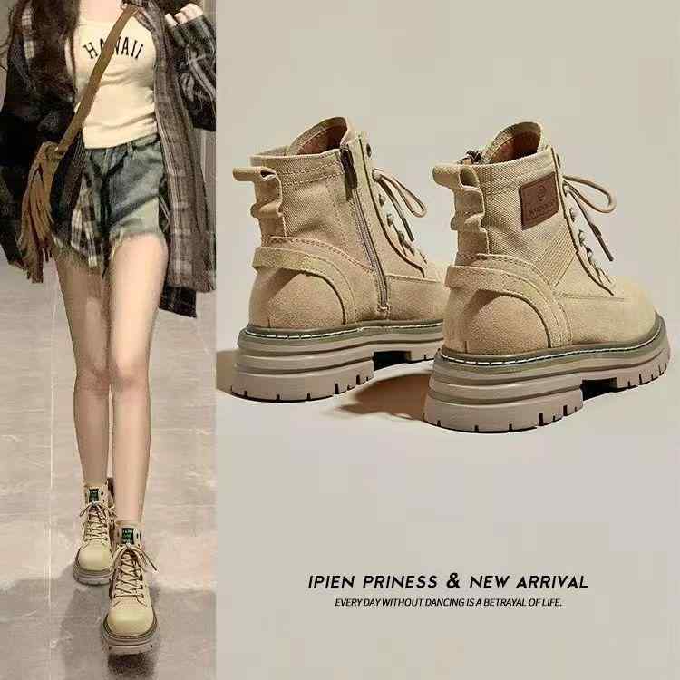 ブーツ レディース 秋冬 ショートブーツ 厚底 サイドジップ 英国風 ラウンドトゥ 防水 滑り止め 暖かい..