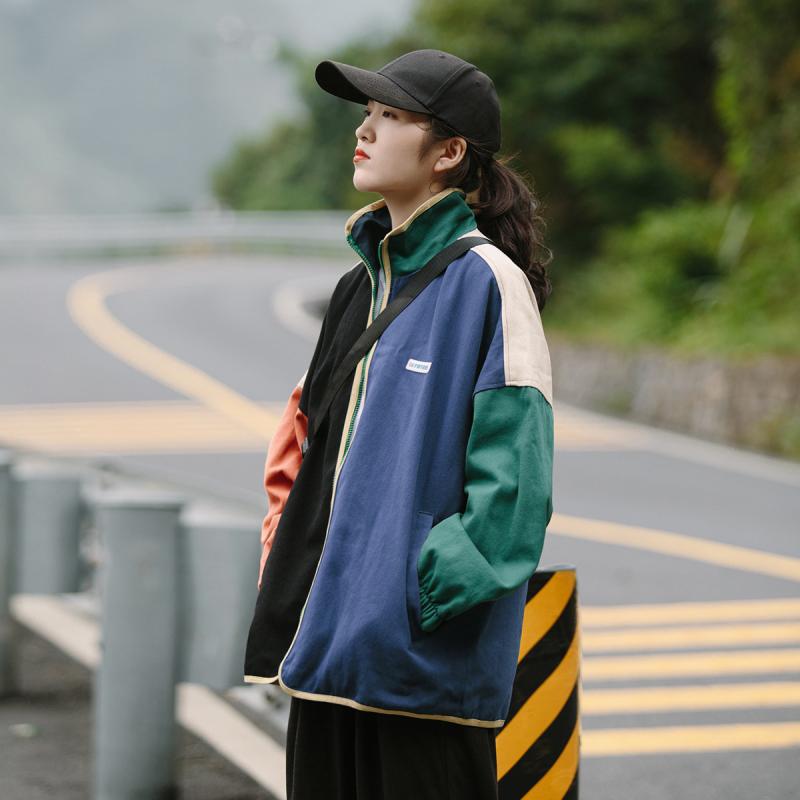 ジャケット レディース 配色 切り替え ブルゾン ゆったり オーバーサイズ 野球服 春秋 ストリート 接触冷感 部屋着